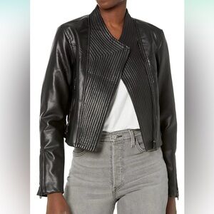 BLANKNYC Quilted Detail Vegan Leather Moto Jacket